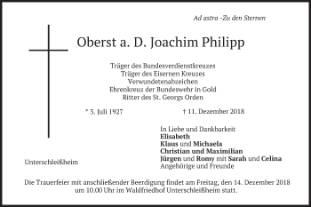 Traueranzeige von Joachim Philipp