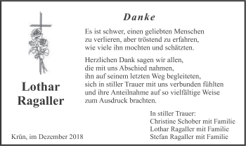 Traueranzeige von Lothar Ragaller von merkurtz