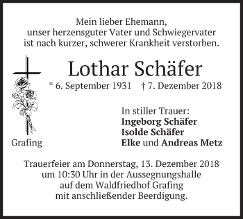 Traueranzeige von Lothar Schäfer