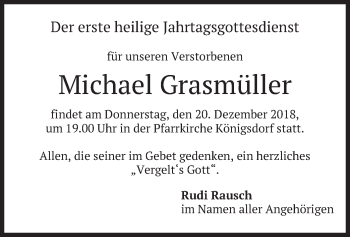 Traueranzeige von Michael Grasmüller von merkurtz