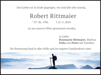Traueranzeige von Robert Rittmaier von merkurtz