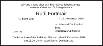 Traueranzeige von Rudi Furtmair von merkurtz