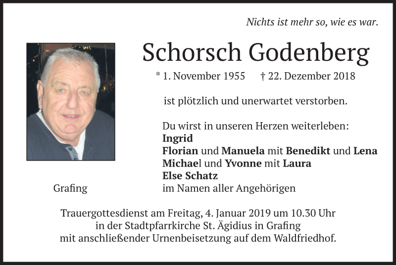  Traueranzeige für Schorsch Godenberg vom 29.12.2018 aus merkurtz