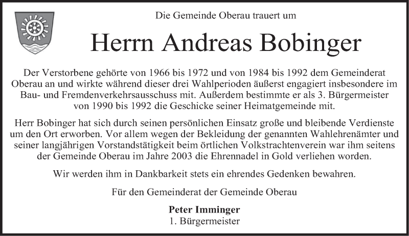 Traueranzeige für Andreas Bobinger vom 24.02.2018 aus merkurtz