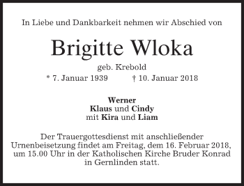 Traueranzeige von Brigitte Wloka von merkurtz