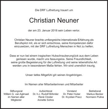 Traueranzeige von Christian Neuner von merkurtz