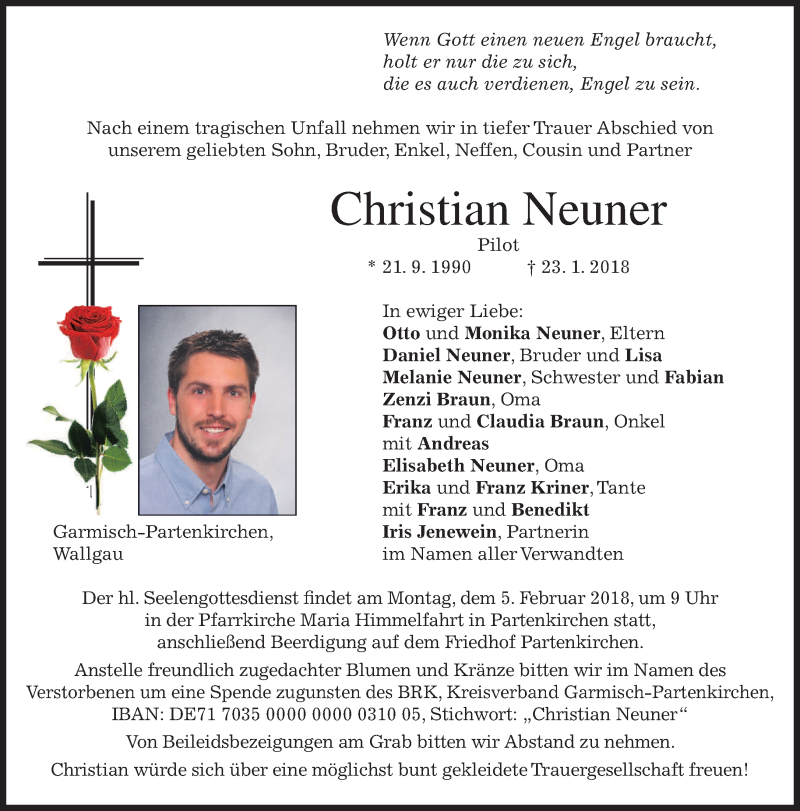  Traueranzeige für Christian Neuner vom 02.02.2018 aus merkurtz