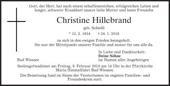 Traueranzeige von Christine Hillebrand von merkurtz