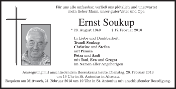 Traueranzeige von Ernst Soukup von merkurtz