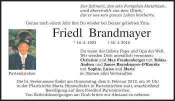 Traueranzeige von Friedl Brandmayer von merkurtz