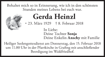 Traueranzeige von Gerda Heinzl