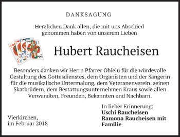 Traueranzeige von Hubert Raucheisen von merkurtz