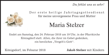 Traueranzeige von Maria Stelzer von merkurtz
