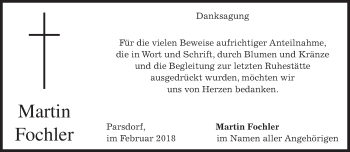 Traueranzeige von Martin Fochler von merkurtz