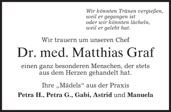 Traueranzeige von Matthias Graf von merkurtz