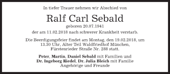 Traueranzeige von Ralf Carl Sebald von merkurtz