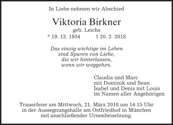 Traueranzeige von Viktoria Birkner von merkurtz