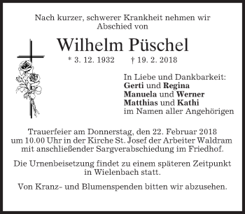 Traueranzeige von Wilhelm Püschel von merkurtz