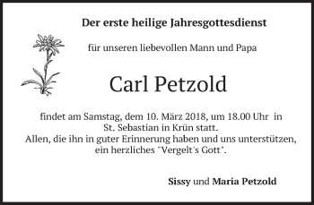 Traueranzeige von Carl Petzold von merkurtz
