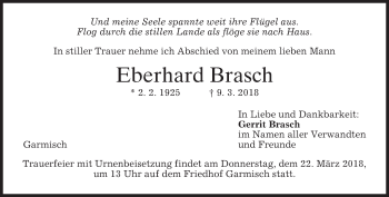 Traueranzeige von Eberhard Brasch von merkurtz