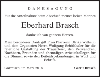 Traueranzeige von Eberhard Brasch von merkurtz