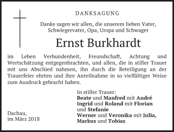 Traueranzeige von Ernst Burkhardt