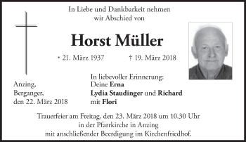 Traueranzeige von Horst Müller