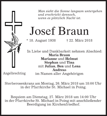 Traueranzeige von Josef Braun von merkurtz