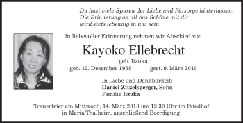 Traueranzeige von Kayoko Ellebrecht von merkurtz