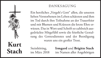 Traueranzeige von Kurt Stach