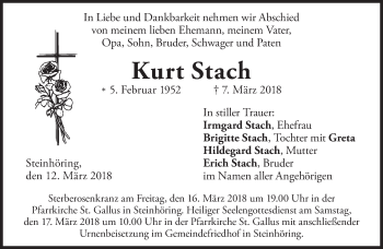 Traueranzeige von Kurt Stach