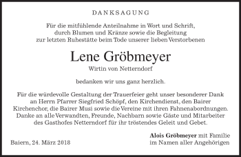 Traueranzeige von Lene Gröbmeyer