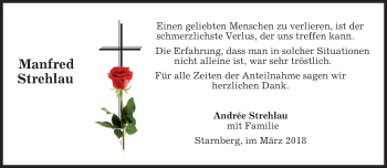 Traueranzeige von Manfred Strehlau von merkurtz
