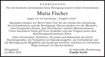 Traueranzeige von Maria Fischer von merkurtz