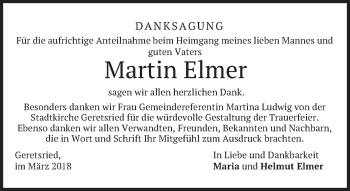 Traueranzeige von Martin Elmer von merkurtz