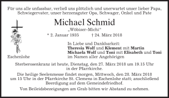 Traueranzeige von Michael Schmid von merkurtz