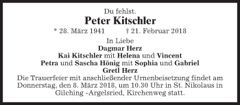 Traueranzeige von Peter Kitschler von merkurtz