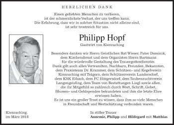 Traueranzeige von Philipp Hopf von merkurtz