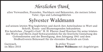 Traueranzeige von Sylvester Waldmann von merkurtz