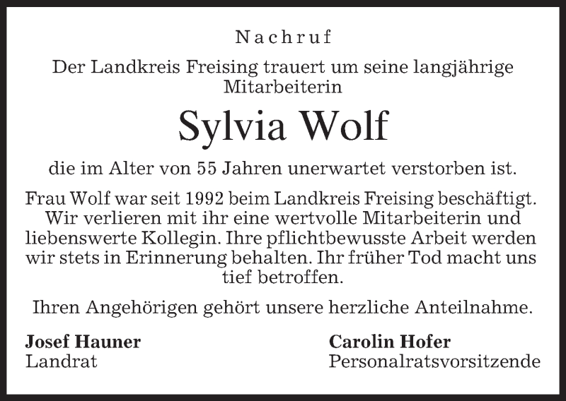  Traueranzeige für Sylvia Wolf vom 02.03.2018 aus merkurtz