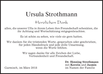 Traueranzeige von Ursula Strothmann von merkurtz