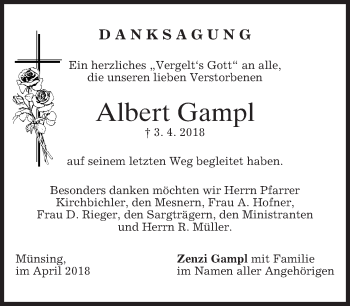Traueranzeige von Albert Gampl von merkurtz