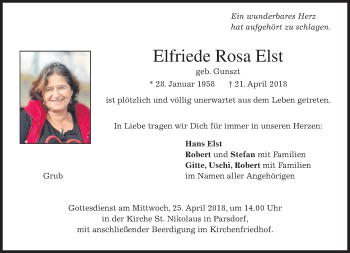 Traueranzeige von Elfriede Rosa Elst von merkurtz