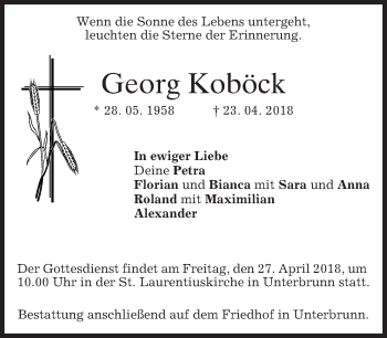 Traueranzeige von Georg Koböck von merkurtz