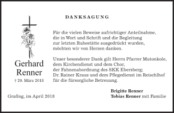 Traueranzeige von Gerhard Renner von merkurtz
