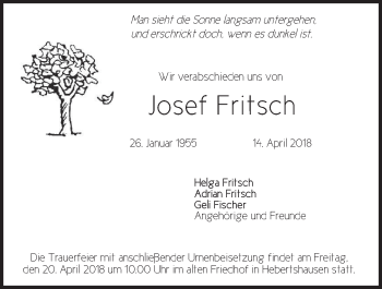 Traueranzeige von Josef Fritsch
