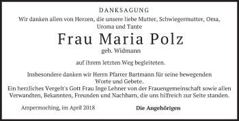 Traueranzeige von Maria Polz von merkurtz