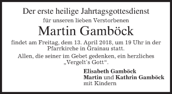 Traueranzeige von Martin Gamböck von merkurtz