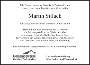 Traueranzeige von Martin Sillack von merkurtz