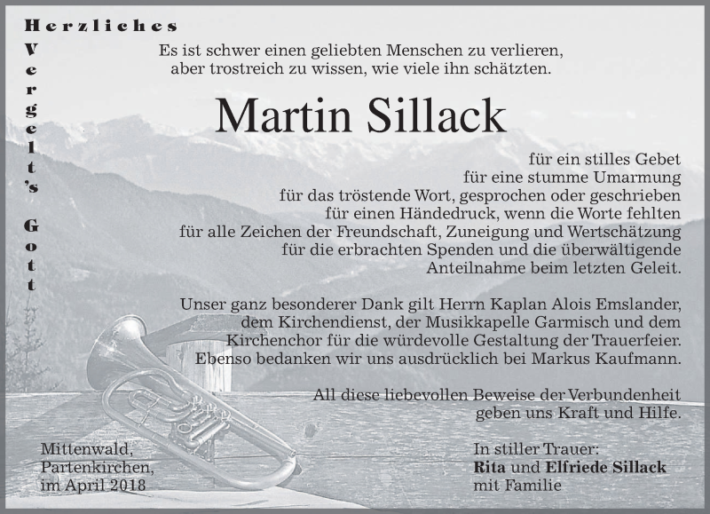  Traueranzeige für Martin Sillack vom 28.04.2018 aus merkurtz